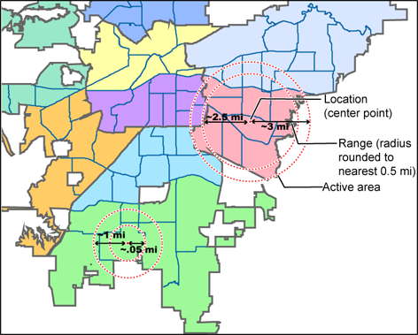 Adjust the radius to fit the jurisdiction boundary.